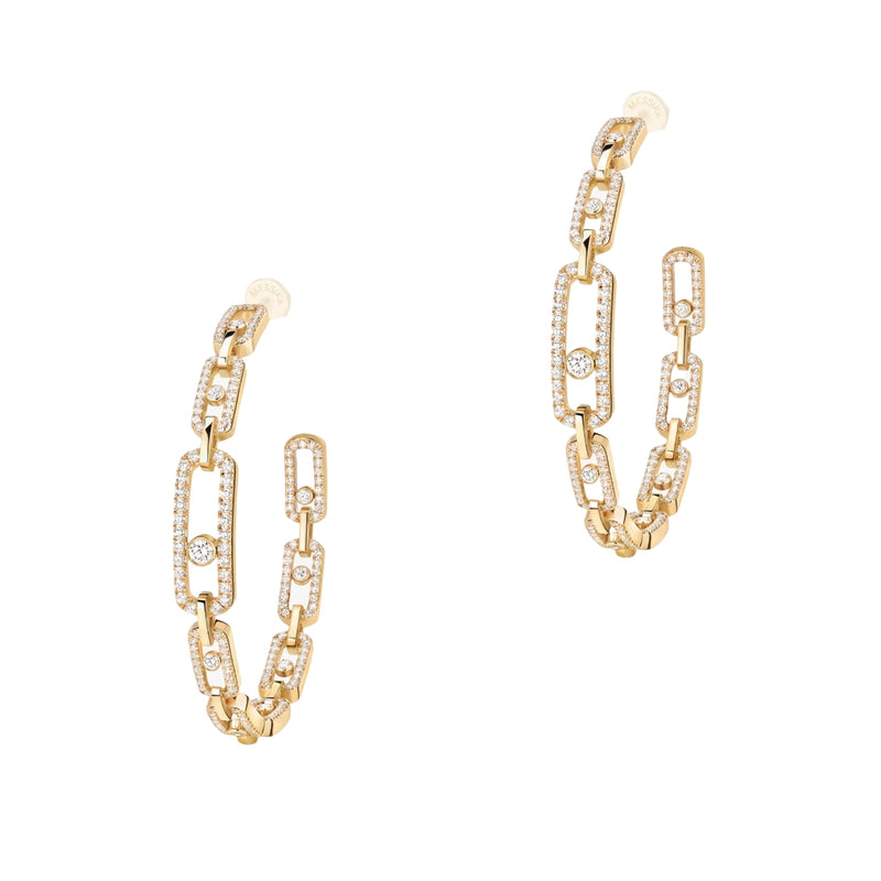 Messika Jewelry - Move Link 18K Yellow Gold Diamond MM Hoop Earrings | Manfredi Jewels