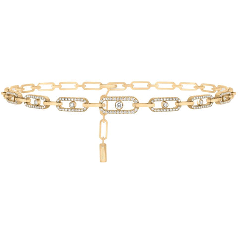 Move Link 18K Yellow Gold Multi Choker Diamond Pavé Necklace