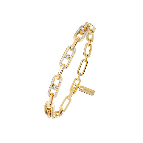 Move Link 18K Yellow Gold Multi Diamond Bracelet