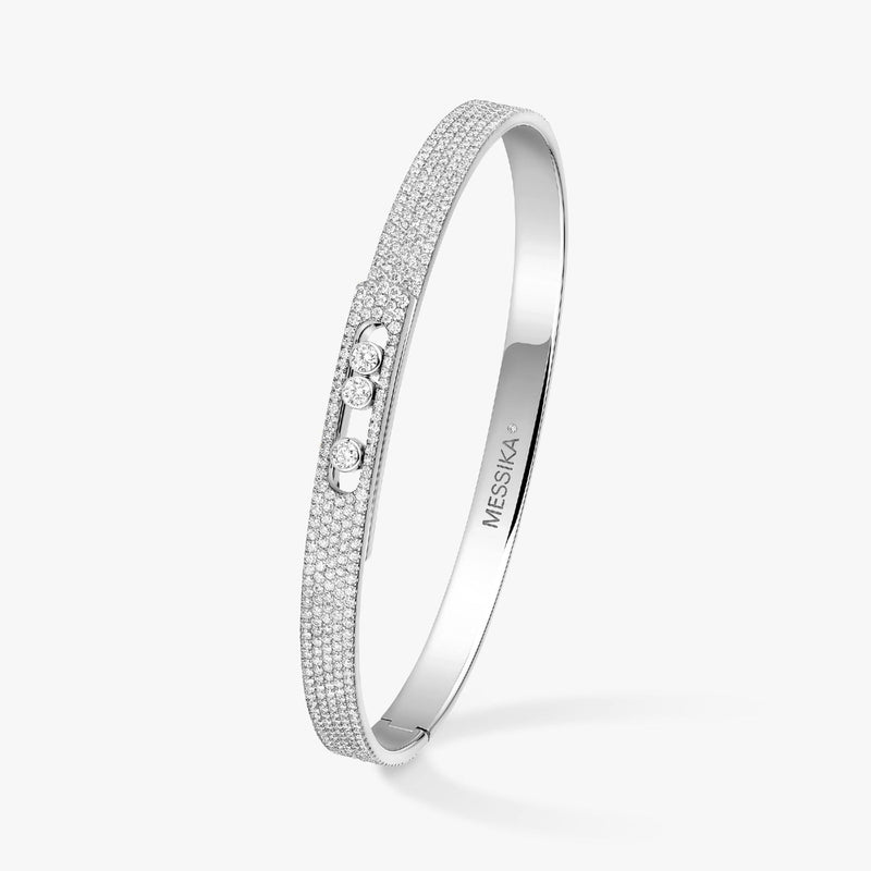 Messika Jewelry - Move Noa 18K White Gold Full Pavé Diamond Bangle Bracelet | Manfredi Jewels