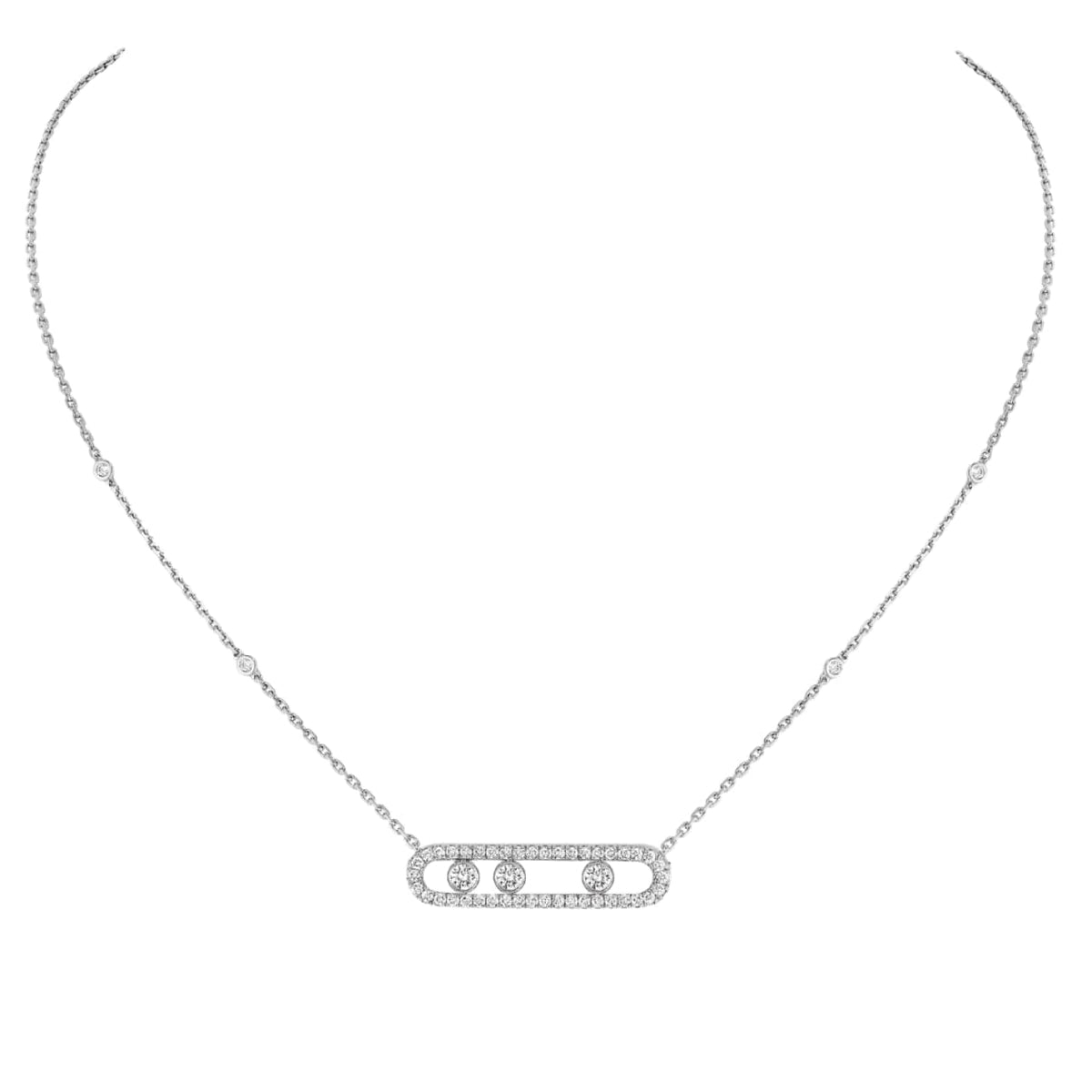 Messika Jewelry - Move 18K White Gold Diamond Pavé Necklace | Manfredi Jewels