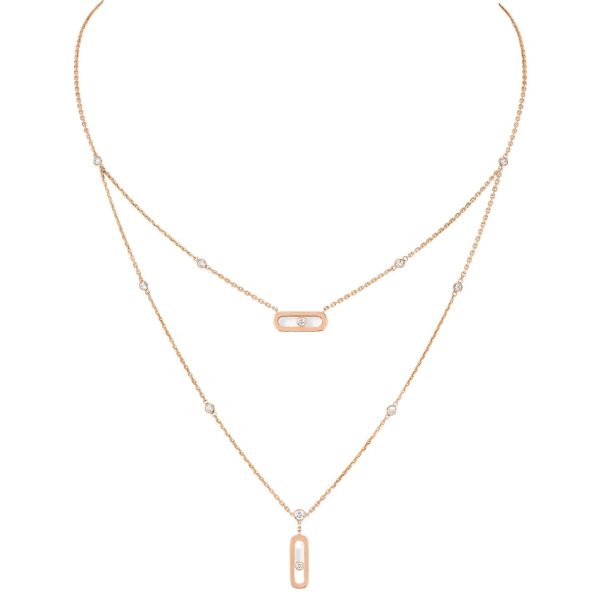 Messika Jewelry - Move Uno 18K Rose Gold 2 Rows Diamond Necklace | Manfredi Jewels