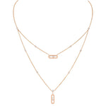 Messika Jewelry - Move Uno 18K Rose Gold 2 Rows Diamond Necklace | Manfredi Jewels