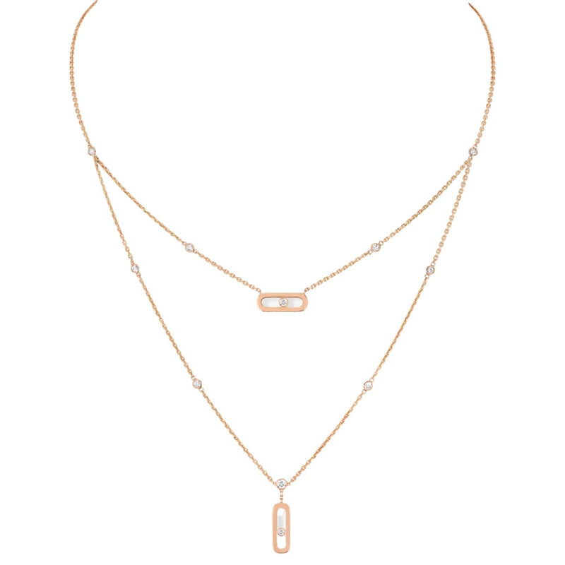 Messika Jewelry - Move Uno 18K Rose Gold 2 Rows Diamond Necklace | Manfredi Jewels