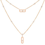 Messika Jewelry - Move Uno 18K Rose Gold 2 Rows Diamond Necklace | Manfredi Jewels