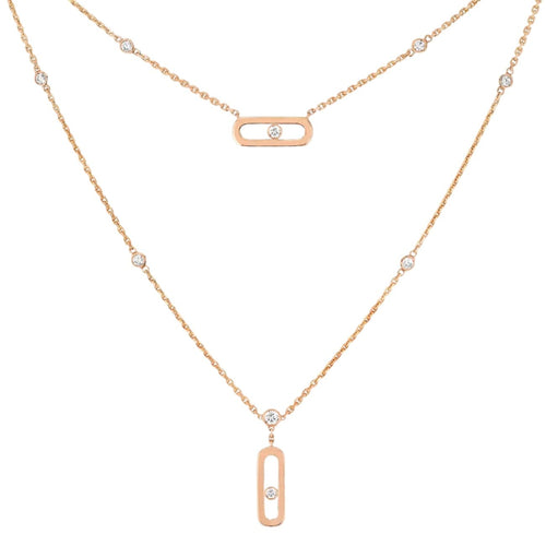 Messika Jewelry - Move Uno 18K Rose Gold 2 Rows Diamond Necklace | Manfredi Jewels