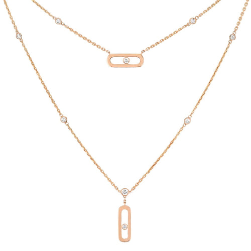 Messika Jewelry - Move Uno 18K Rose Gold 2 Rows Diamond Necklace | Manfredi Jewels