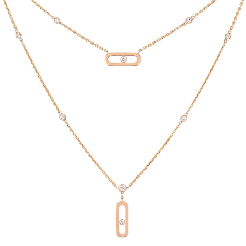 Messika Jewelry - Move Uno 18K Rose Gold 2 Rows Diamond Necklace | Manfredi Jewels