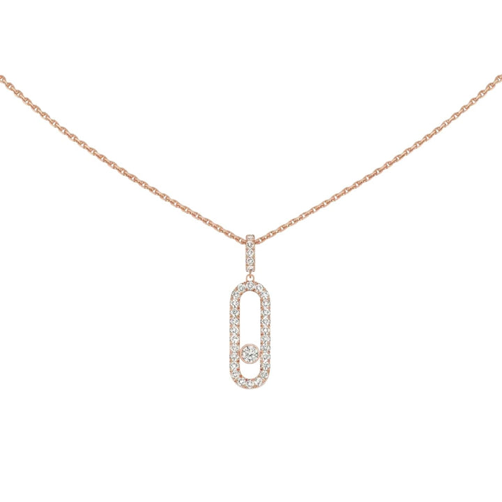 Messika Jewelry - Move Uno 18K Rose Gold Large Model Pavé Diamond Necklace | Manfredi Jewels