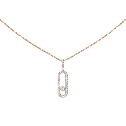 Messika Jewelry - Move Uno 18K Rose Gold Large Model Pavé Diamond Necklace | Manfredi Jewels