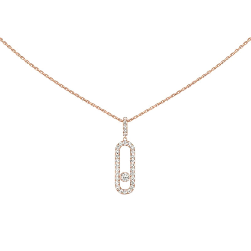 Messika Jewelry - Move Uno 18K Rose Gold Large Model Pavé Diamond Necklace | Manfredi Jewels