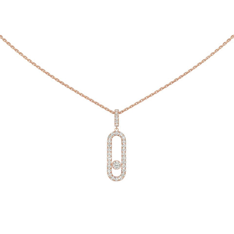 Move Uno 18K Rose Gold Large Model Diamond Pavé Necklace