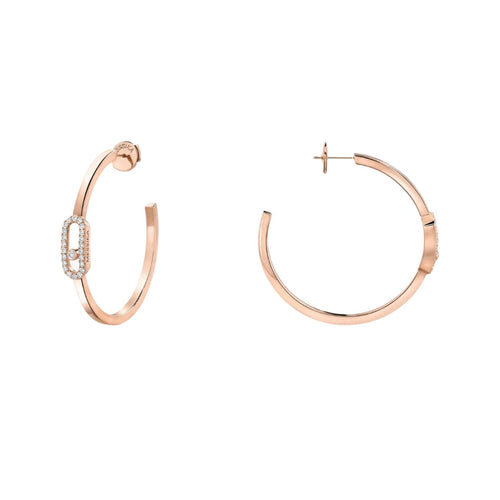 Messika Jewelry - Move Uno 18K Rose Gold Small Hoop Diamond Earrings | Manfredi Jewels