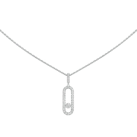 Move Uno 18K White Gold Large Model Pavé Diamond Necklace