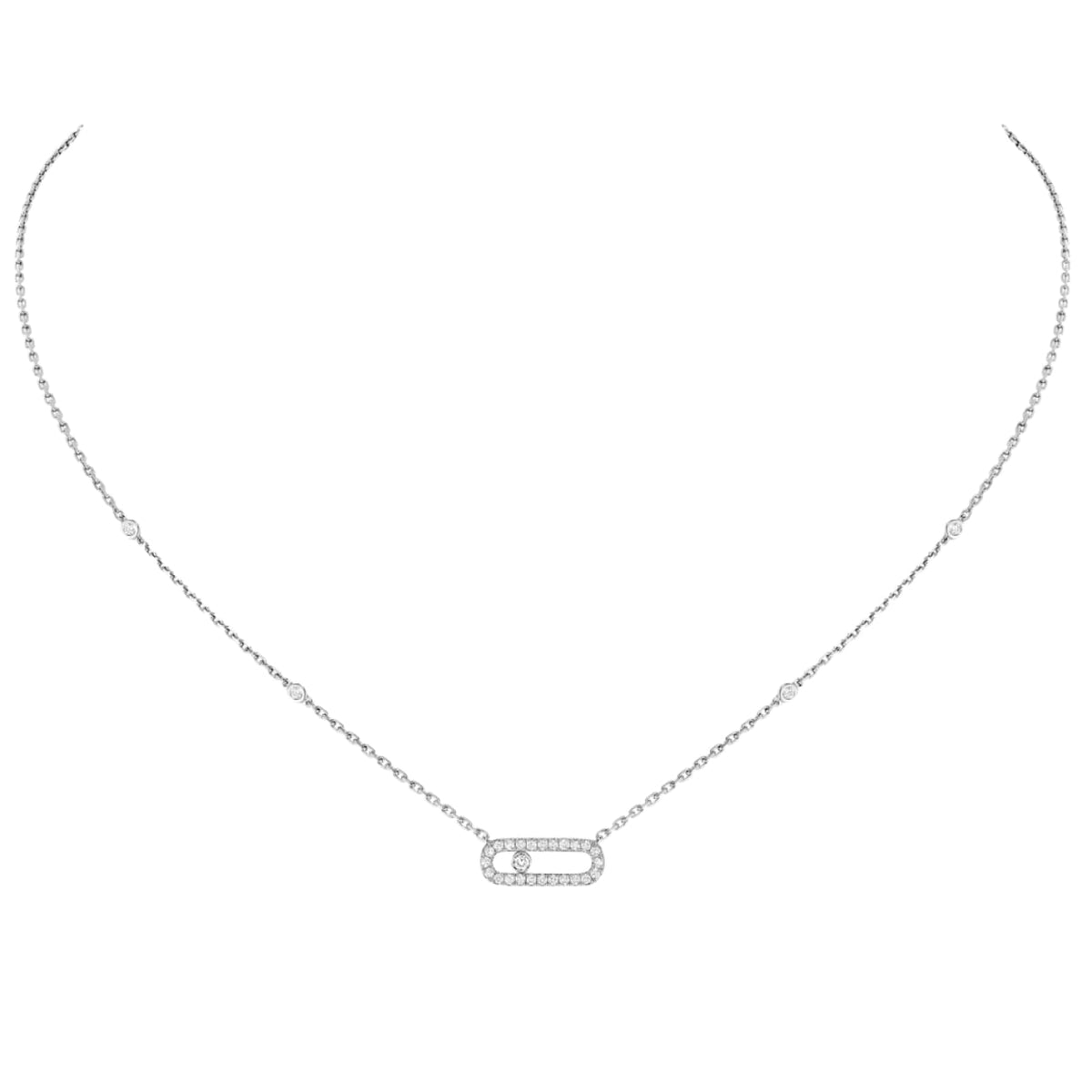 Messika Jewelry - Move Uno 18K White Gold Pavé Diamond Necklace | Manfredi Jewels
