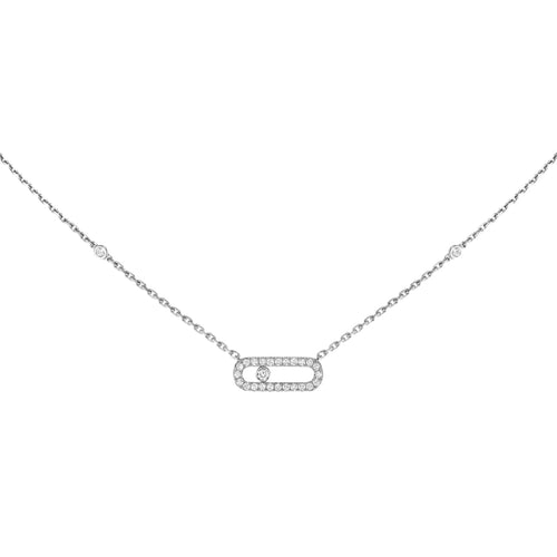 Messika Jewelry - Move Uno 18K White Gold Pavé Diamond Necklace | Manfredi Jewels