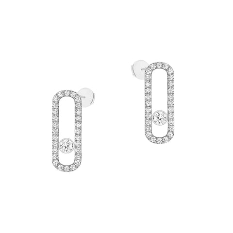 Move Uno 18K White Gold Pavé-Set Diamond Earrings