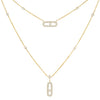 Messika Jewelry - Move Uno 18K Yellow Gold 2 Rows Pavé Diamond Necklace | Manfredi Jewels