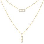 Messika Jewelry - Move Uno 18K Yellow Gold 2 Rows Pavé Diamond Necklace | Manfredi Jewels