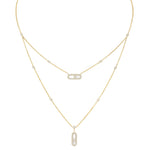 Messika Jewelry - Move Uno 18K Yellow Gold 2 Rows Pavé Diamond Necklace | Manfredi Jewels