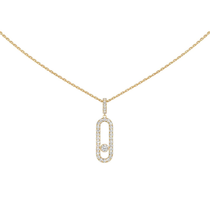 Messika Jewelry - Move Uno 18K Yellow Gold Large Model Pavé Diamond Necklace | Manfredi Jewels