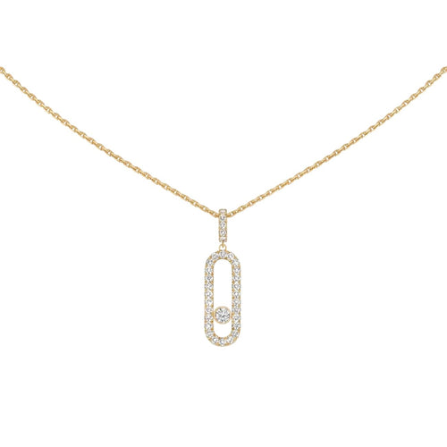 Messika Jewelry - Move Uno 18K Yellow Gold Large Model Pavé Diamond Necklace | Manfredi Jewels