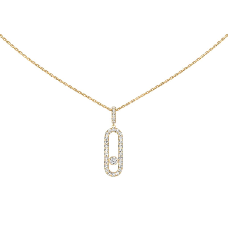 Messika Jewelry - Move Uno 18K Yellow Gold Large Model Pavé Diamond Necklace | Manfredi Jewels