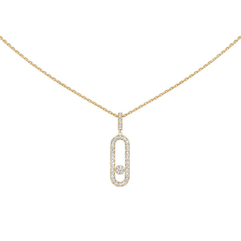 Move Uno 18K Yellow Gold Large Model Pavé Diamond Necklace