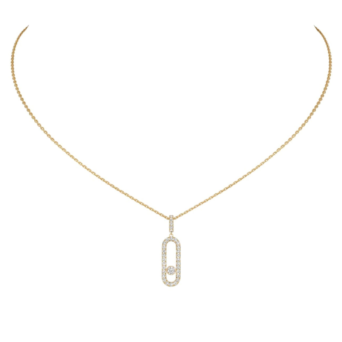 Messika Jewelry - Move Uno 18K Yellow Gold Large Model Pavé Diamond Necklace | Manfredi Jewels