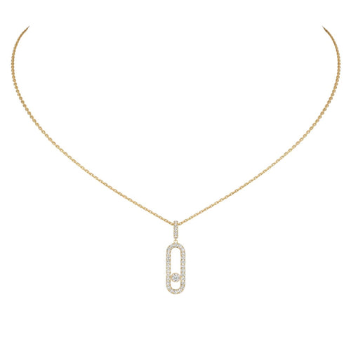 Messika Jewelry - Move Uno 18K Yellow Gold Large Model Pavé Diamond Necklace | Manfredi Jewels