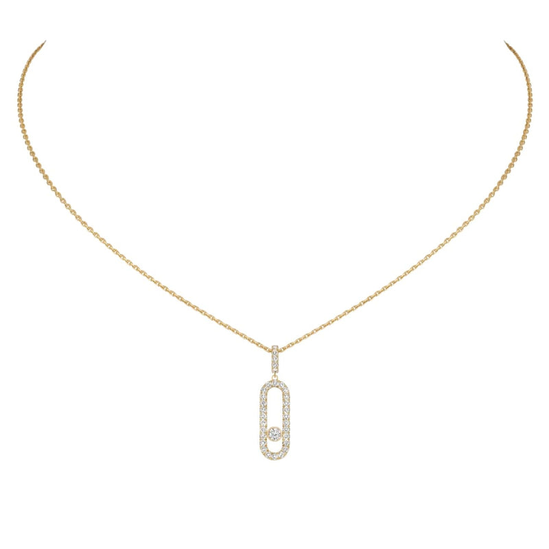 Messika Jewelry - Move Uno 18K Yellow Gold Large Model Pavé Diamond Necklace | Manfredi Jewels