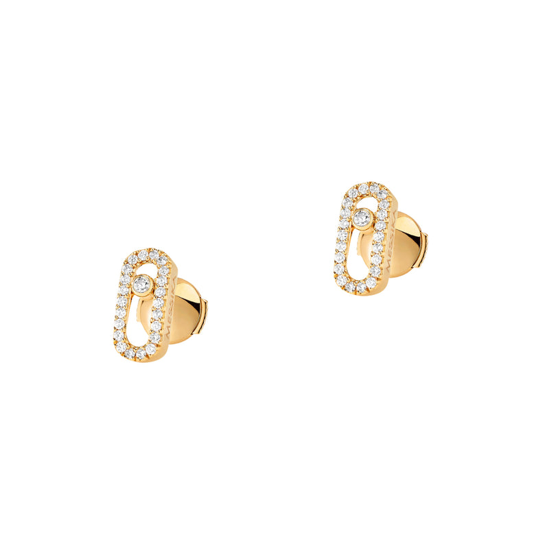 Messika Jewelry - Move Uno 18K Yellow Gold Pavé Diamond Earrings | Manfredi Jewels