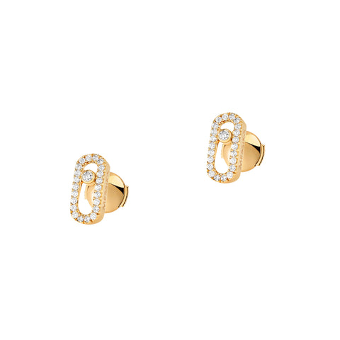 Move Uno 18K Yellow Gold Pavé Diamond Earrings
