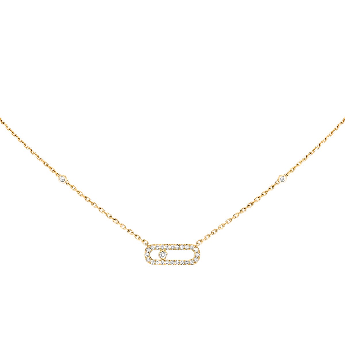 Messika Jewelry - Move Uno 18K Yellow Gold Pavé Diamond Necklace | Manfredi Jewels