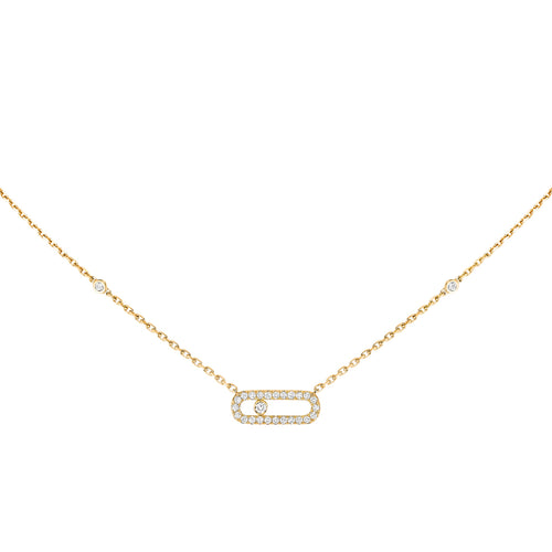 Messika Jewelry - Move Uno 18K Yellow Gold Pavé Diamond Necklace | Manfredi Jewels