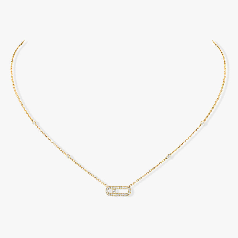 Messika Jewelry - Move Uno 18K Yellow Gold Pavé Diamond Necklace | Manfredi Jewels
