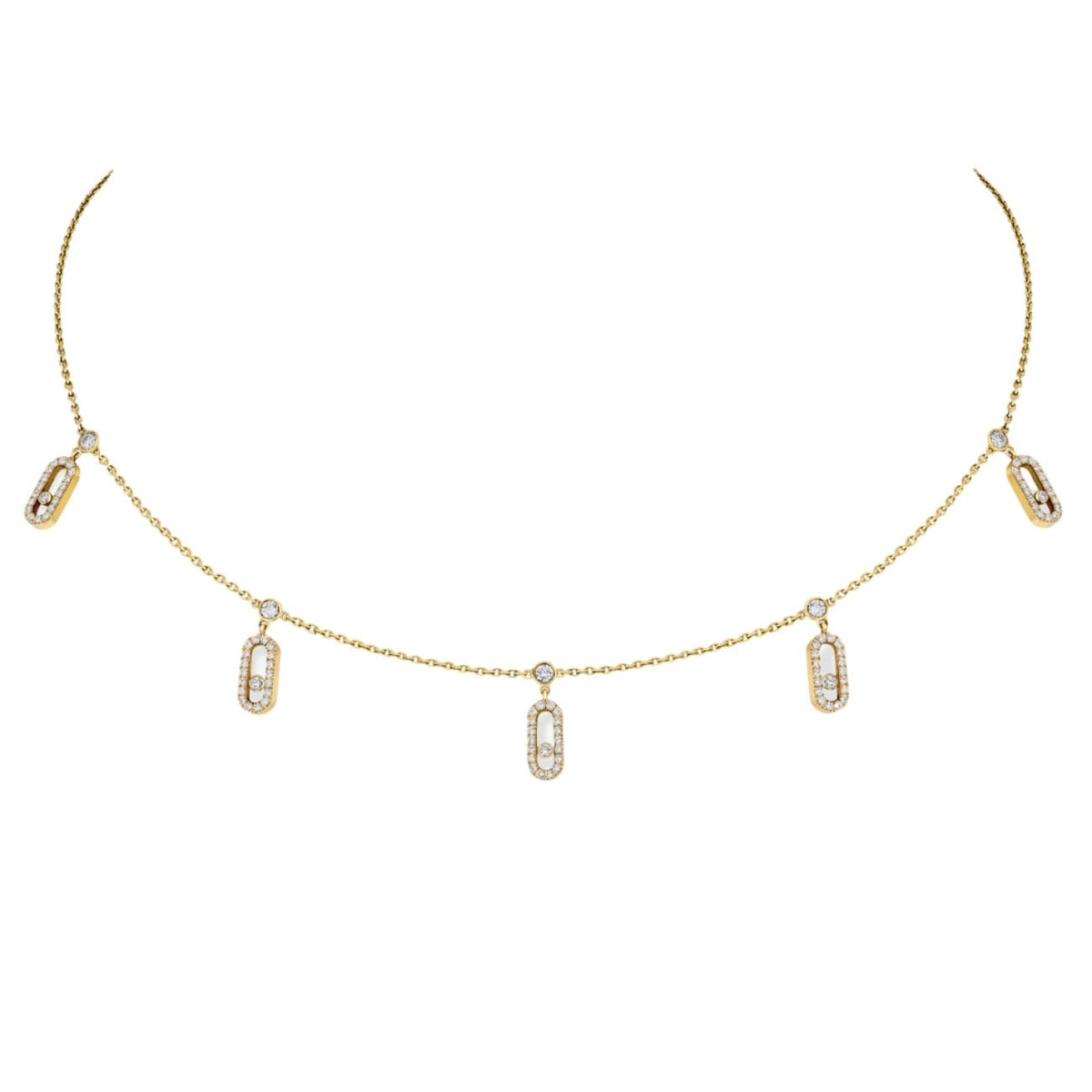 Messika Jewelry - Move Uno 18K Yellow Gold Pavé Drop Diamond Pendant Choker Necklace | Manfredi Jewels