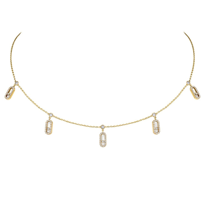 Messika Jewelry - Move Uno 18K Yellow Gold Pavé Drop Diamond Pendant Choker Necklace | Manfredi Jewels