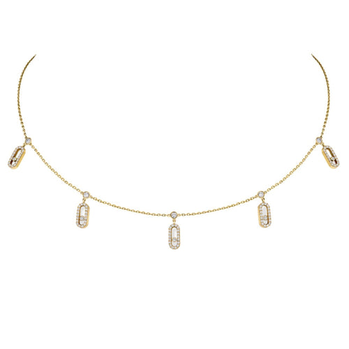 Messika Jewelry - Move Uno 18K Yellow Gold Pavé Drop Diamond Pendant Choker Necklace | Manfredi Jewels