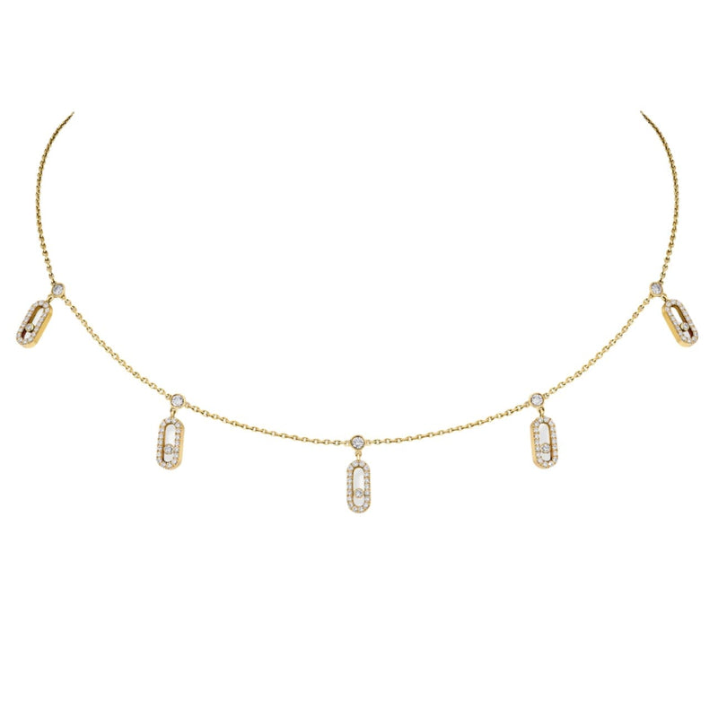 Messika Jewelry - Move Uno 18K Yellow Gold Pavé Drop Diamond Pendant Choker Necklace | Manfredi Jewels