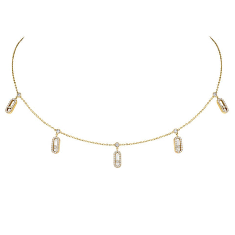 Move Uno 18K Yellow Gold Pavé Drop Diamond Pendant Choker Necklace