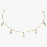 Messika Jewelry - Move Uno 18K Yellow Gold Pavé Drop Diamond Pendant Choker Necklace | Manfredi Jewels
