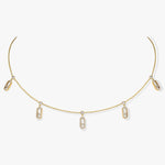 Messika Jewelry - Move Uno 18K Yellow Gold Pavé Drop Diamond Pendant Choker Necklace | Manfredi Jewels