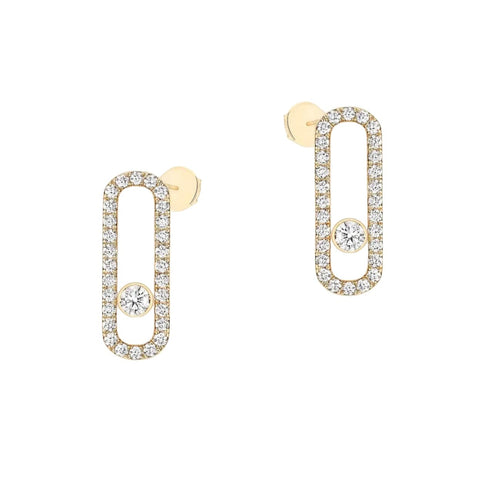 Messika Jewelry - Move Uno 18K Yellow Gold Pavé - Set Diamond Earrings | Manfredi Jewels