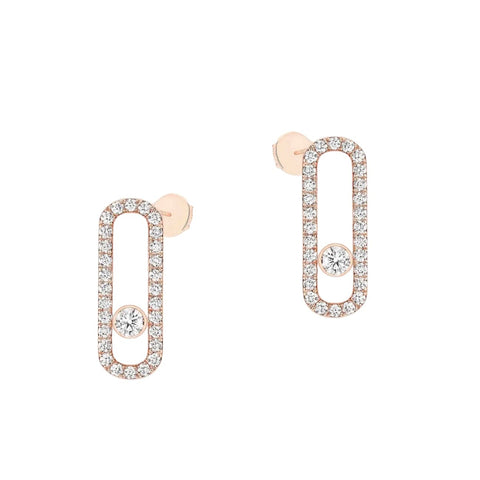 Move Uno Pavé-Set 18K Rose Gold Diamond Earrings