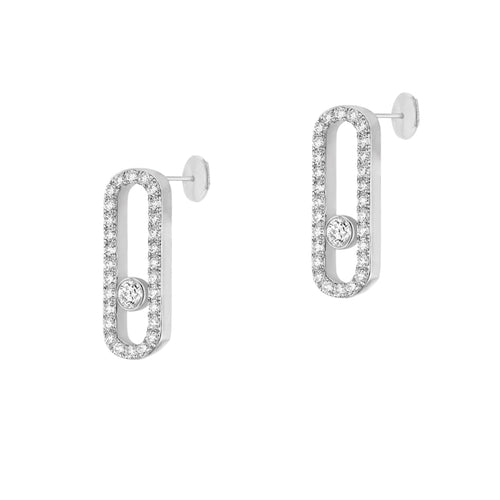 Messika Jewelry - Move Uno Pavé - Set Diamond 18K White Gold Earrings | Manfredi Jewels