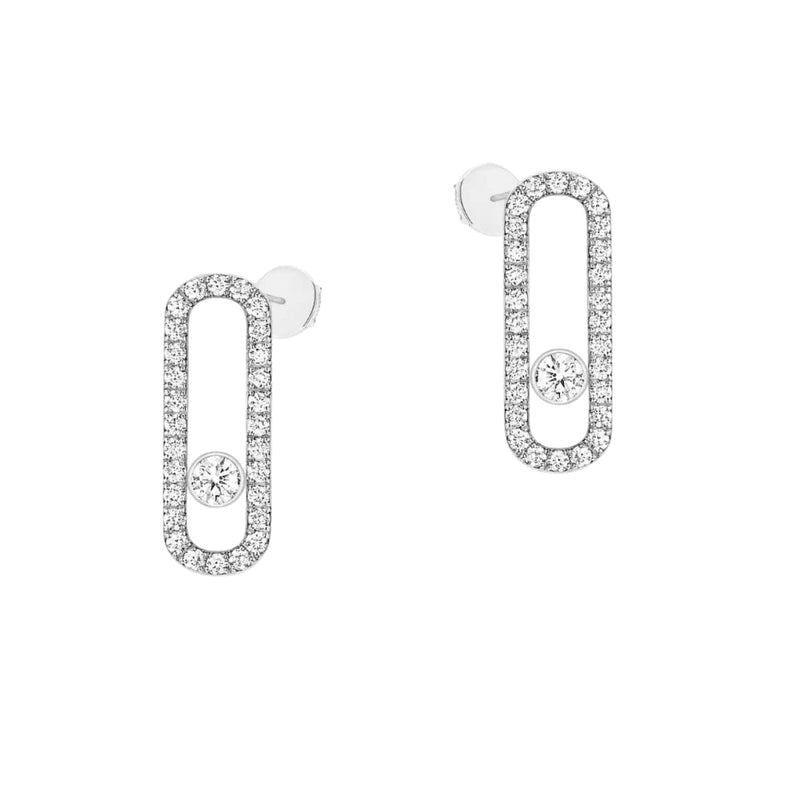 Messika Jewelry - Move Uno Pavé - Set Diamond 18K White Gold Earrings | Manfredi Jewels