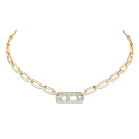 My Move 18k Yellow Gold Pavé Diamond Necklace