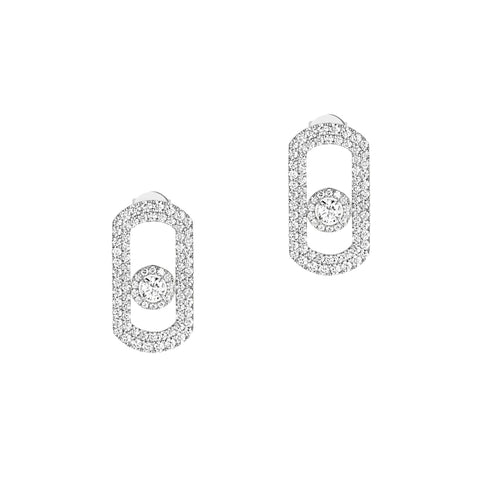 So Move 18K White Gold Pavé Diamond Earrings