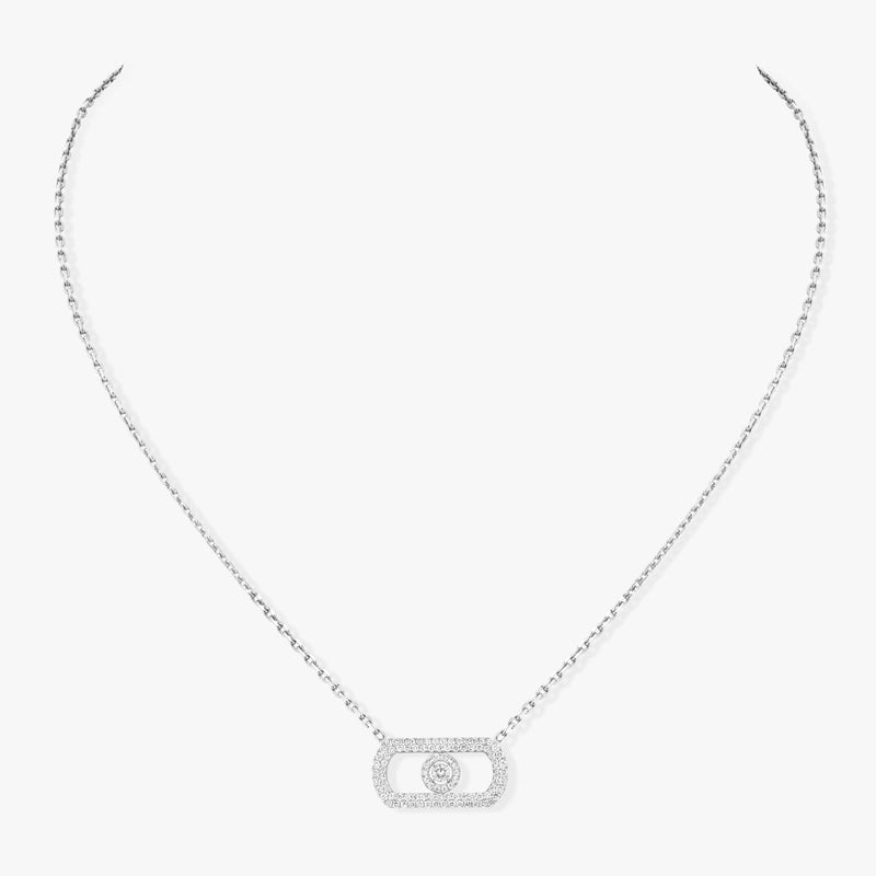 Messika Jewelry - So Move 18K White Gold Pavé Diamond Necklace | Manfredi Jewels